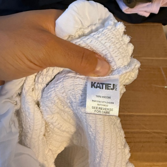 Katie J NYC Evan White Smocked Ruffle Mini Dress - Picture 4 of 4